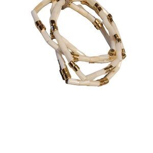 A New Day Womens White Gold BR4988813 Beaded Stretch Bracelet Set Of 4